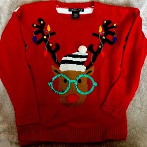 United States Sweaters | Christmas Sweater | S | Red, Reindeer with Sequin
